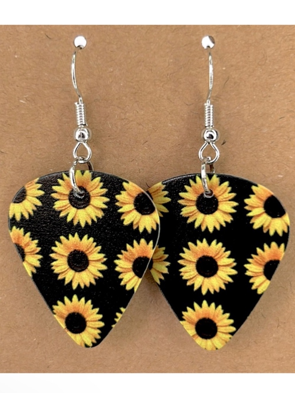 Sunflower Guitar Pick Custom Earrings Fashion Jewelry